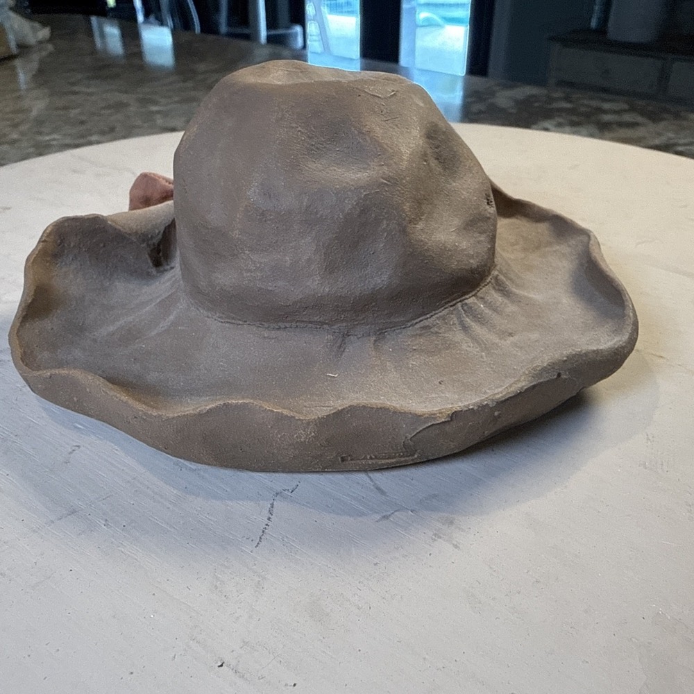 SS Sarna 5" Clay Decorative Hat Flower Gray Pottery Collectible - Picture 5 of 7